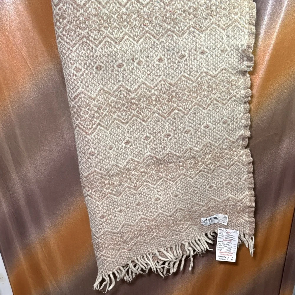 Fringed 100% wool Amana throw blanket in Cream — Textured Boho Style C3